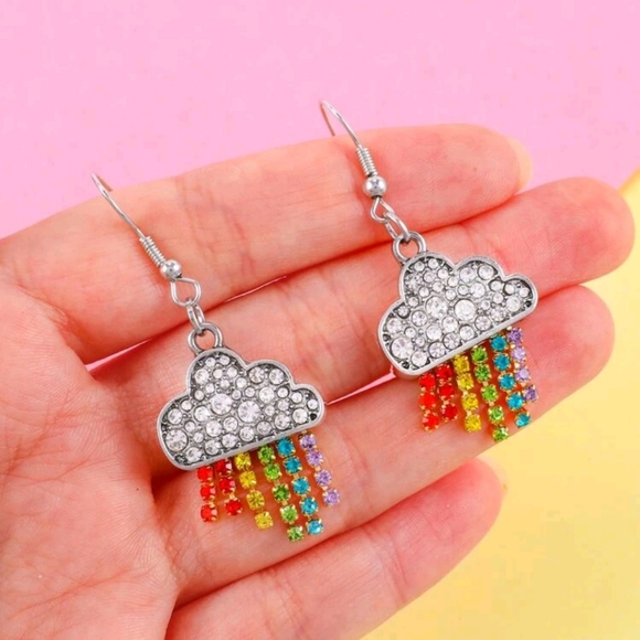 Rainbow cloud burst earrings - Picture 3 of 4